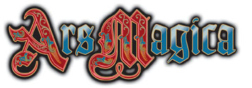 The ornate red-and-blue Ars Magica logo.